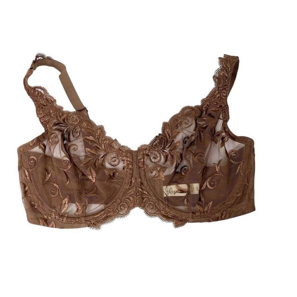 Soma‎ Sensuous Lace Unlined Bra Size 34DD honey brown